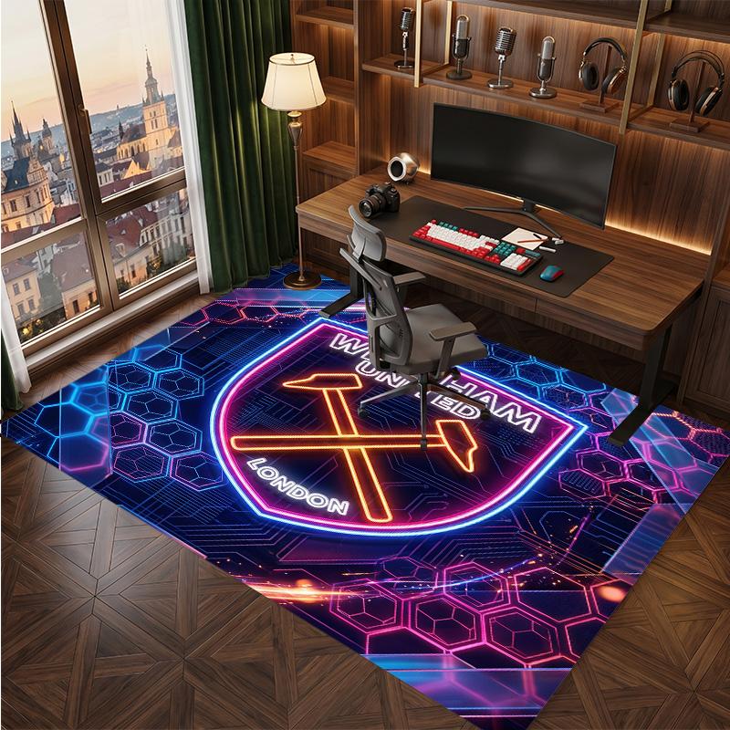 Tappeto in Velluto di Cristallo con Stampa del West Ham United Football, Comodo Assorbente d'Acqua Antiscivolo Tappeto per Pavimenti Interni