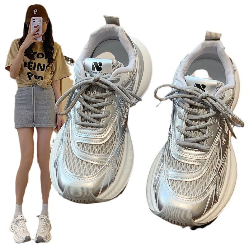 Mesh Breathable Casual Sports Women's Shoes Summer Versatile Thick-soled Heightening Running Shoes