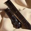 Used Cro-2184 Crocodile Watch Strap Gloss Finish Dark Brown (lug Width 18 Mm - Buckle Width 16 Mm)