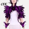 Feather Shawl Bracelet Set 1 Fake Collar with Wrist Ring Gothic Style Imitation Angel Wings Hollow Out Lace Unisex Model Stage Show Performance