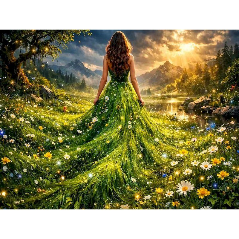

GATYZTORY Flower Girl Painting By Numbers Handmade Color by Numbers Kit Figure Acrylic Paint Painting Decor Decorative Paintings 30x20cm no frame