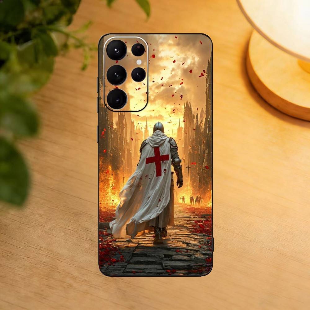 Crusaders Templar Knight phone Case For Samsung S25,24,21,22,23,30,Ultra,20,Plus,Fe,Lite,Note Soft Black Cover