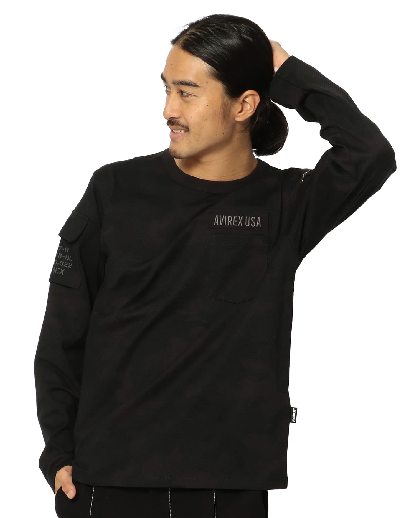 

AVIREX LONG SLEEVE FATIGUE CREW NECK T-SHIRT 6113448 men s XL 809 black/camo