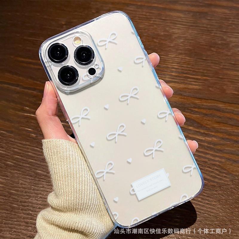 Korean bow for Apple iPhone11/12/13/14/15ProMax mobile phone case 16plus anti-drop