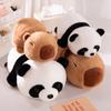 24-34cm Flauschiges Capybara Kleiner Panda Wendbare Panda Plüschtierpuppe Weiches Kuscheltier Kreatives Spielzeug Tierkissen Dekoration für Mädchen Geschenke