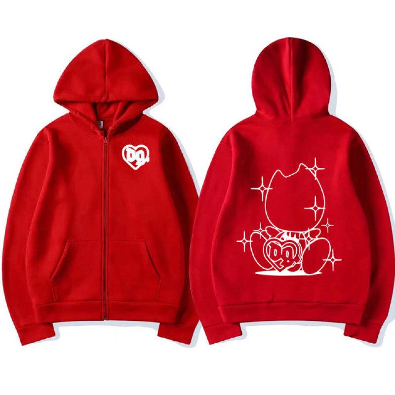 Felpa con cappuccio e cerniera con logo del rapper svedese Bladee Drain Gang, felpa casual oversize con cerniera da uomo, moda streetwear, giacche vintage