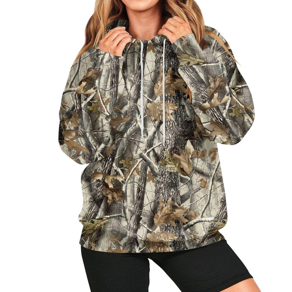 Modă Femei Zilnic Versatil Casual Model Hanorac Zilnic Mânecă Lungă Outdoor Camuflaj Mânecă Lungă Top Imprimat Hanorac