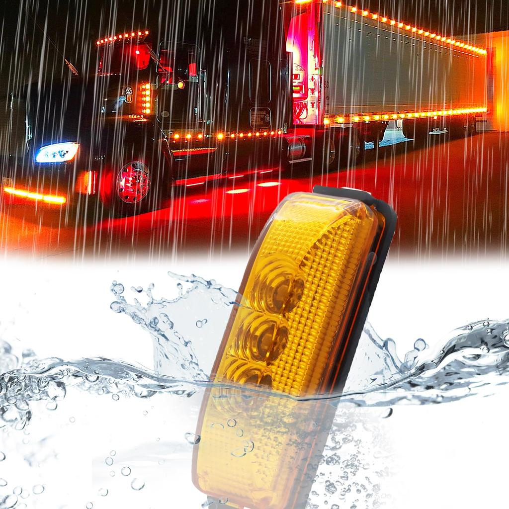 Side Marker LED Truck Car Width Light 3 LED Trailer Deco Signal Light LED Marker Light 4pcs (Yellow)