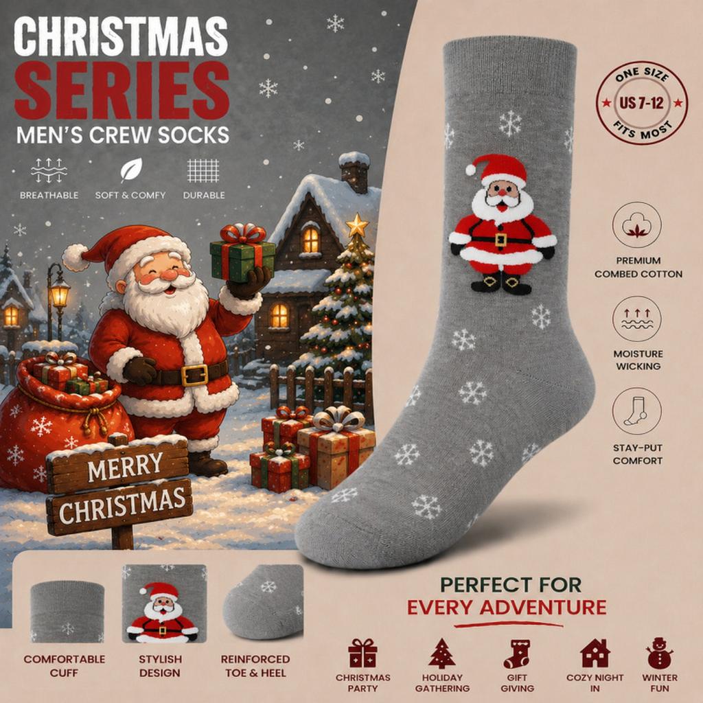 Unisex Christmas Pattern Cotton Long Socks for Men and Women, Trendy