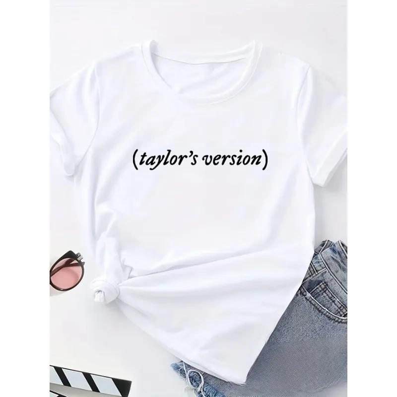 Taylor's Version T-Shirt Summer Trend White Short Sleeve Neck Casual Sports Aesthetic Clothes Harajuku Women's Graphic T Shirts