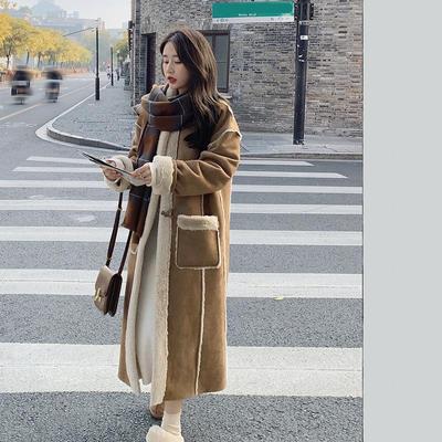 Women's Autumn And Winter Imitation Lamb Fur Suede Coat Women's Long Thickened Imitation Fur One Piece Coat
