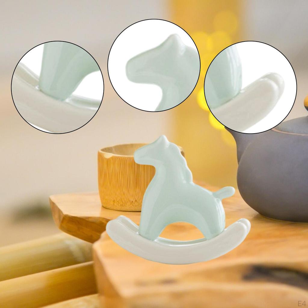 Miniature Horse Figurine Animal Sculpture Ceramic Tea Pet Rocking Statue for Living Room