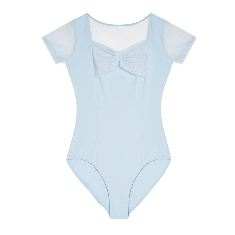 Îmbrăcăminte de dans pentru femei: Tricou de balet pentru adulți, Decolteu pătrat, Decupaj înalt la șold, Mânecă scurtă