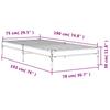 Bed Frame in Grey Sonoma 75 x 190 cm Made of Particleboard and Metal