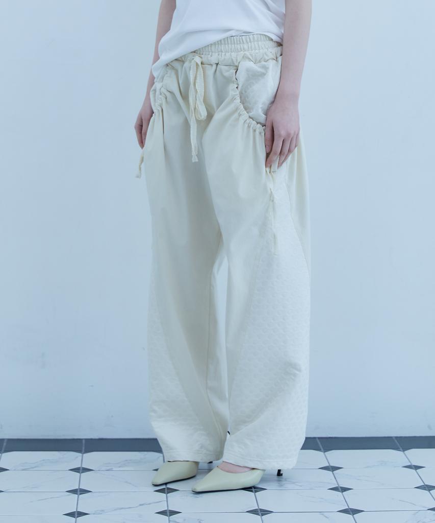Telelu Dot Layered Curved Pants Ivory