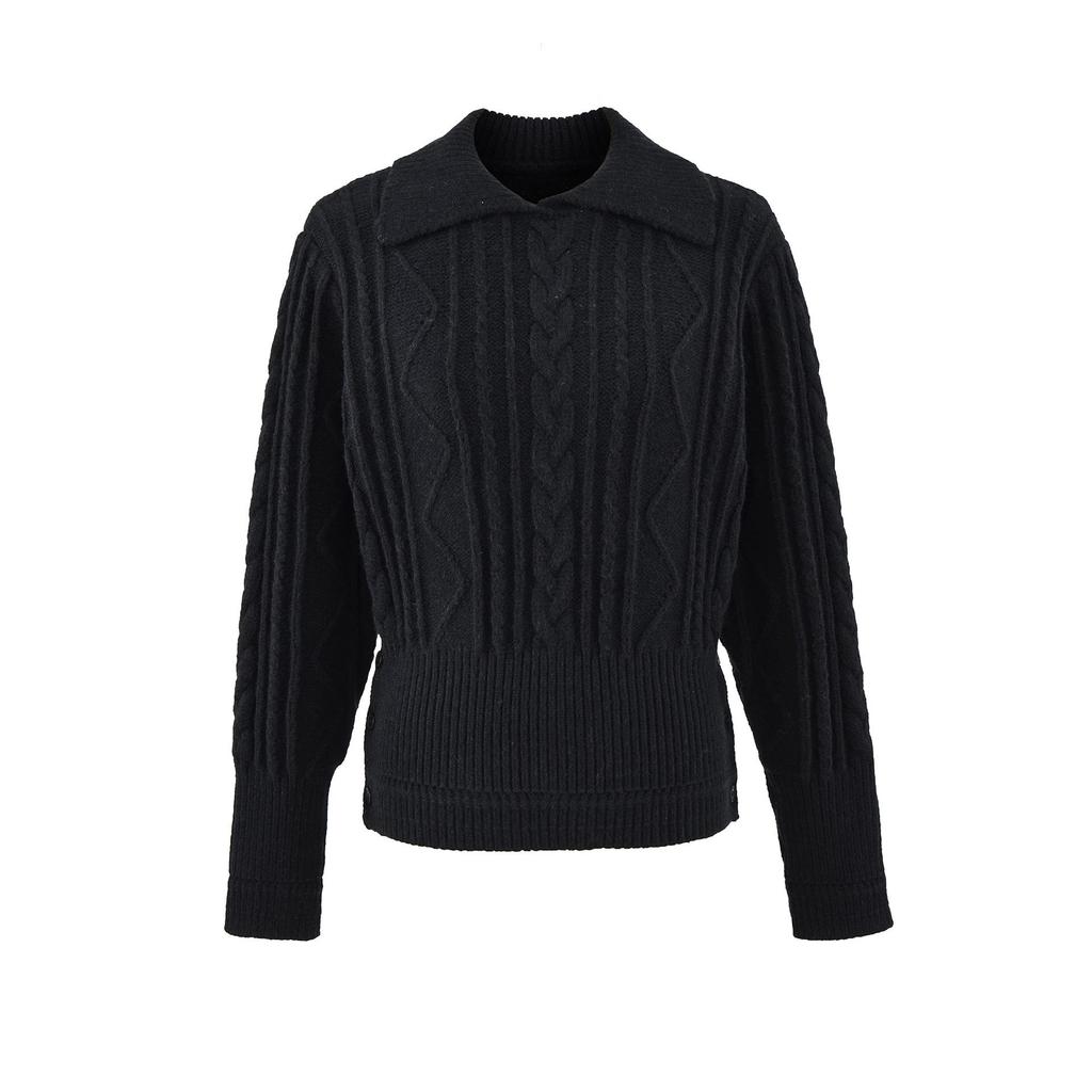 Retro Sweter Krótki z Dekoltem i Splotem Warkoczowym w Koreańskim Stylu WS9295-26