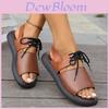 2024 Summer New Vintage Roman Sandals Women Fish Mouth Flat Beach Shoes