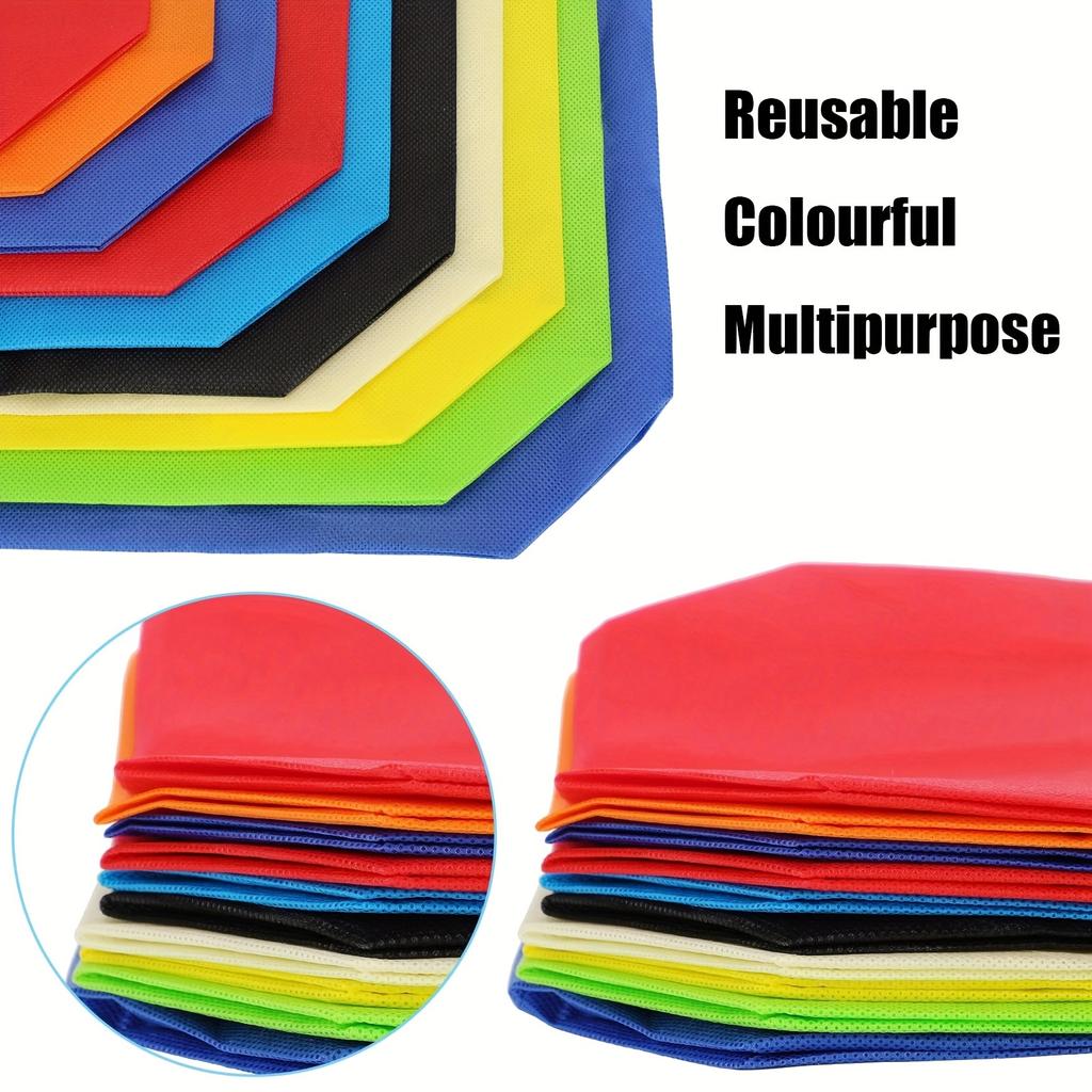 5pcs Non Woven Tote Bags with Handles 9.8x13.8 Inches Large Reusable Gift Bag Foldable Grocery Bags for Shopping Birthday JXB