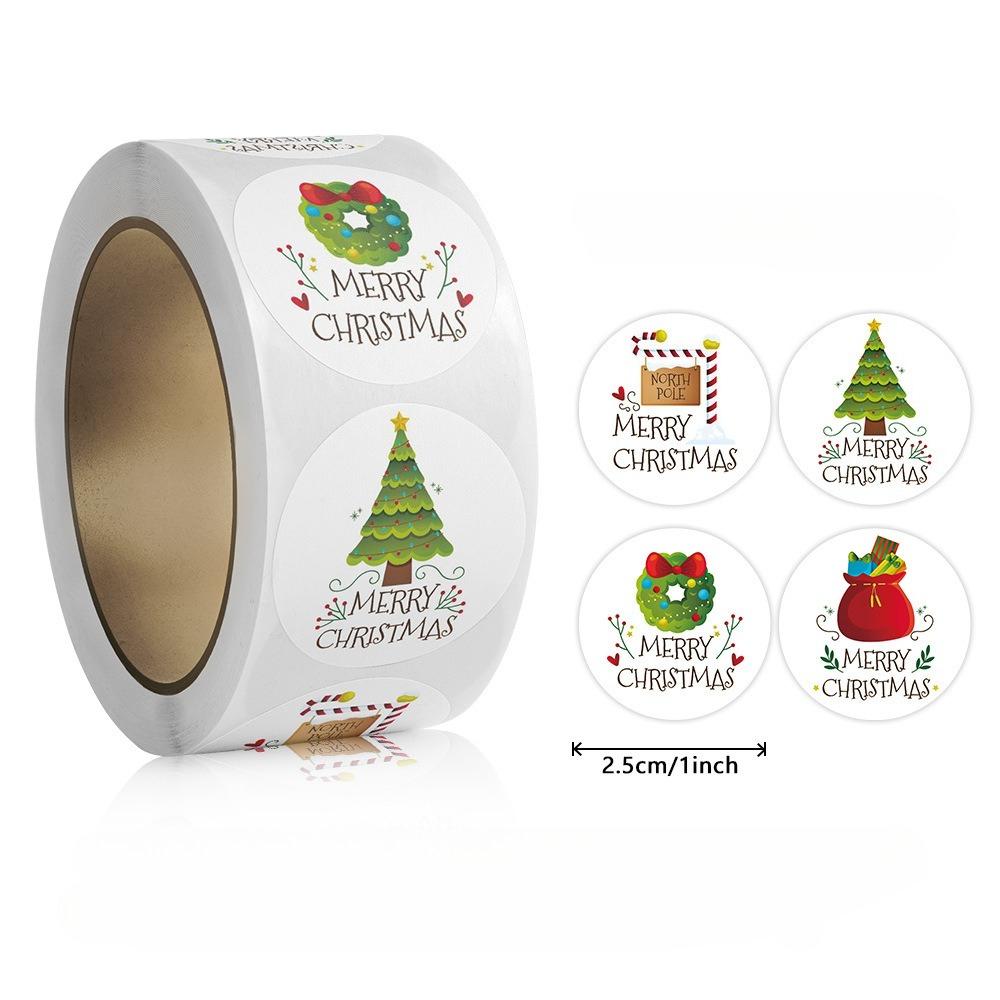 500pcs Merry Christmas Stickers 1 Inch Round Christmas Tags Stickers for Kids Gift Baking Package Envelope Stationery Decor