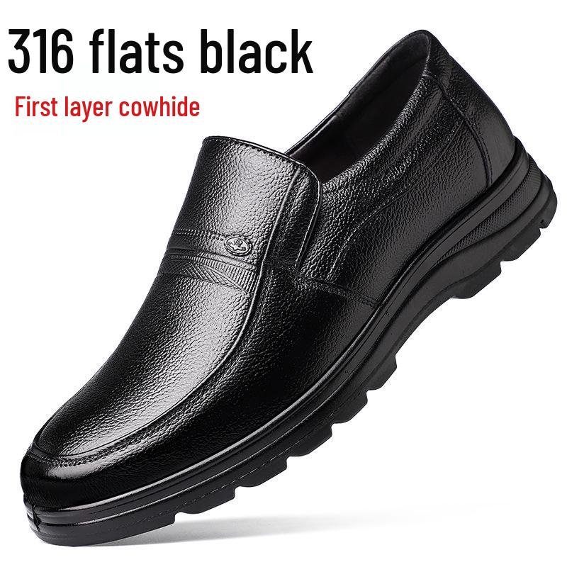 

Мужские туфли-слипоны из натуральной коровьей кожи - Мягкая подошва, удобная осенняя повседневная обувь для пап среднего и старшего возраста 41