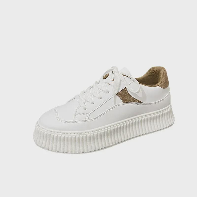 2025 Ulzzang White Sneakers: Thick-Soled, Casual Hong Kong & Harajuku Style Sports Shoes for Men