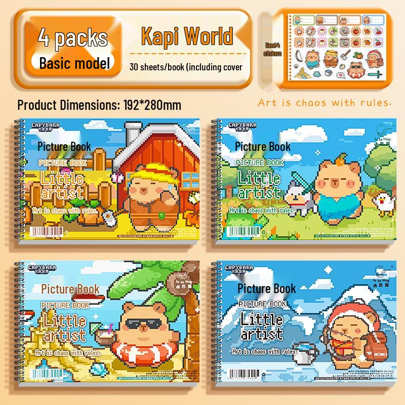 A4 Children s Blank Marker Drawing & Painting Book - Non-Bleeding Watercolor Paper, 16K Size for Boys & Girls