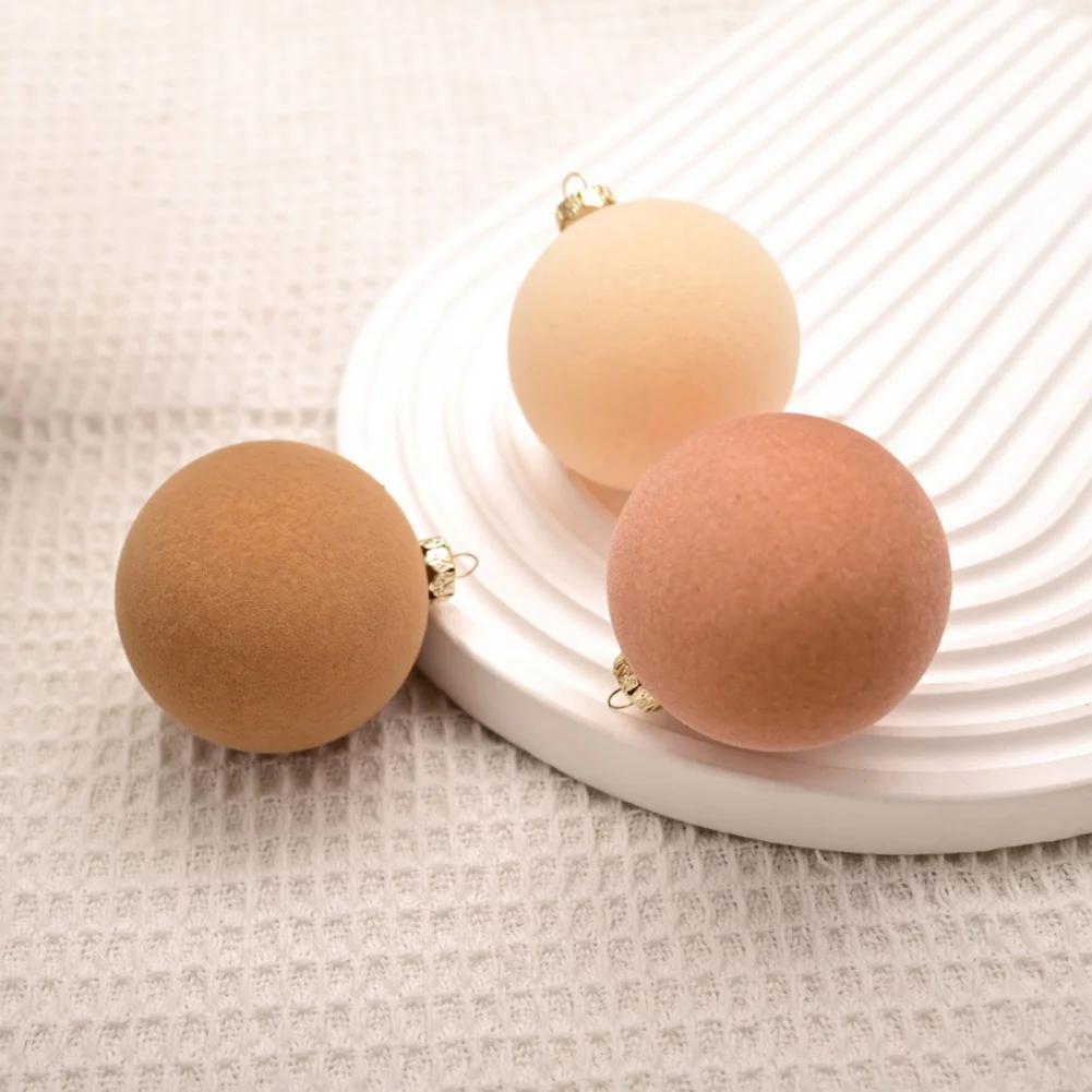 12pcs 6cm Flocked Christmas Tree Ball Decoration Plastic Velvet Balls Xmas Decorative Hanging Ornaments Xmas Tree Pendants