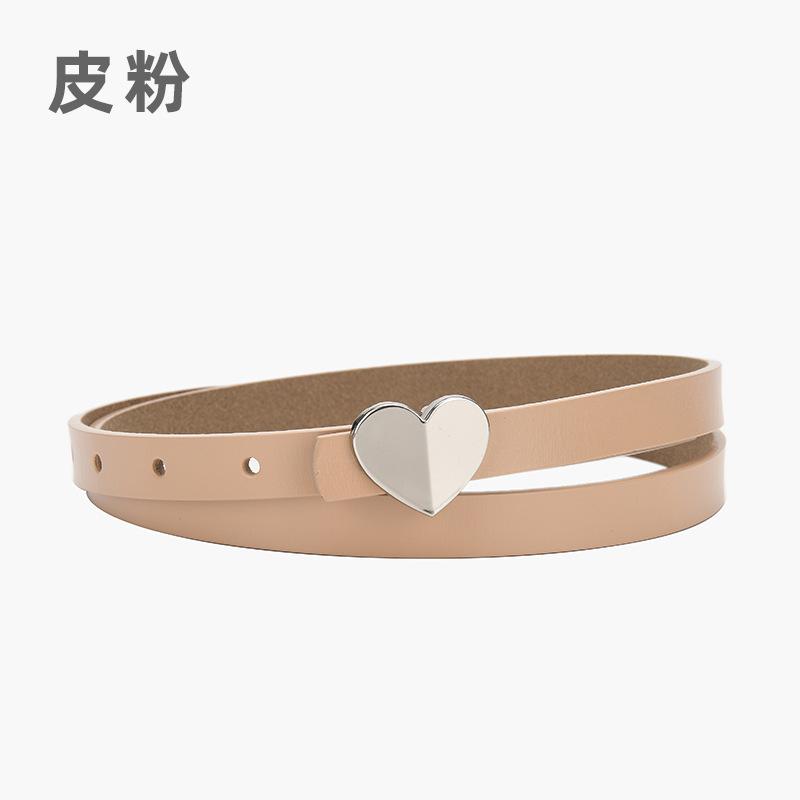 Leather Belt Women'S Thin Jeans With Decoration And Dress Pants Simple Style Heart-Shaped Belt