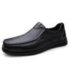 Men's Spring Slip-On Loafers: Leather Cowhide, Thick Sole, Round Toe, Business Casual Style.