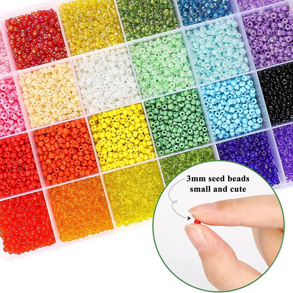 Diy Bead Set 10800 3Mm Glass Beads And 1200 Letter Beads Bracelet Jewelry Necklace