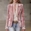 Women's Ins Style Stand Collar Long Sleeve Fashion Slim Fit Blazer Jacket with Pockets
