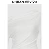 UR Women's Oblique Shoulder Pleated Long Sleeve T-shirt