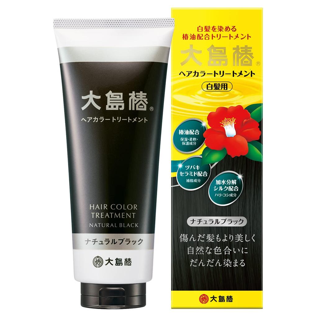 Oshima Tsubaki Hair Color Natural 180g Treatment, Black, Unisex, Paraben-Free, Diamine-Free, Fragrance-Free, (x 1)