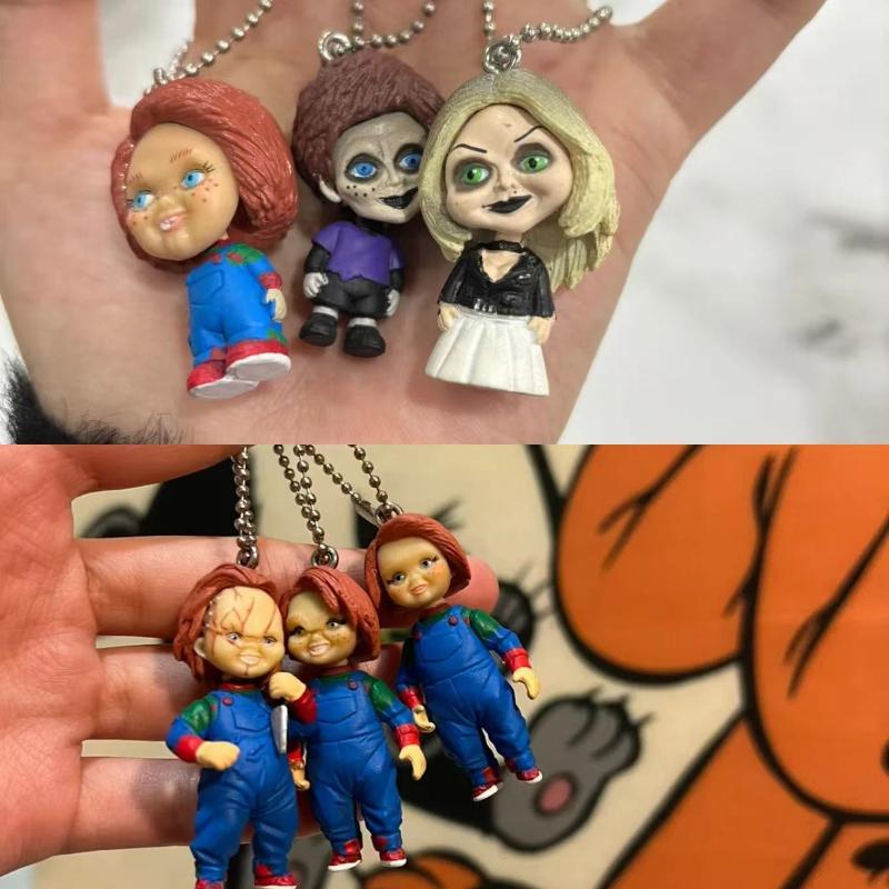 Latest Ghost Doll Modeling Horror Action Figurine Toys Decoration Shaking Pendant Charm Keychain Surprise Gifts For Young Boys