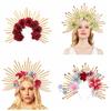 Party Attire Goddess Crown Tiaras Headband Multiple Colors Rose Halo Hairband  Stage Performance