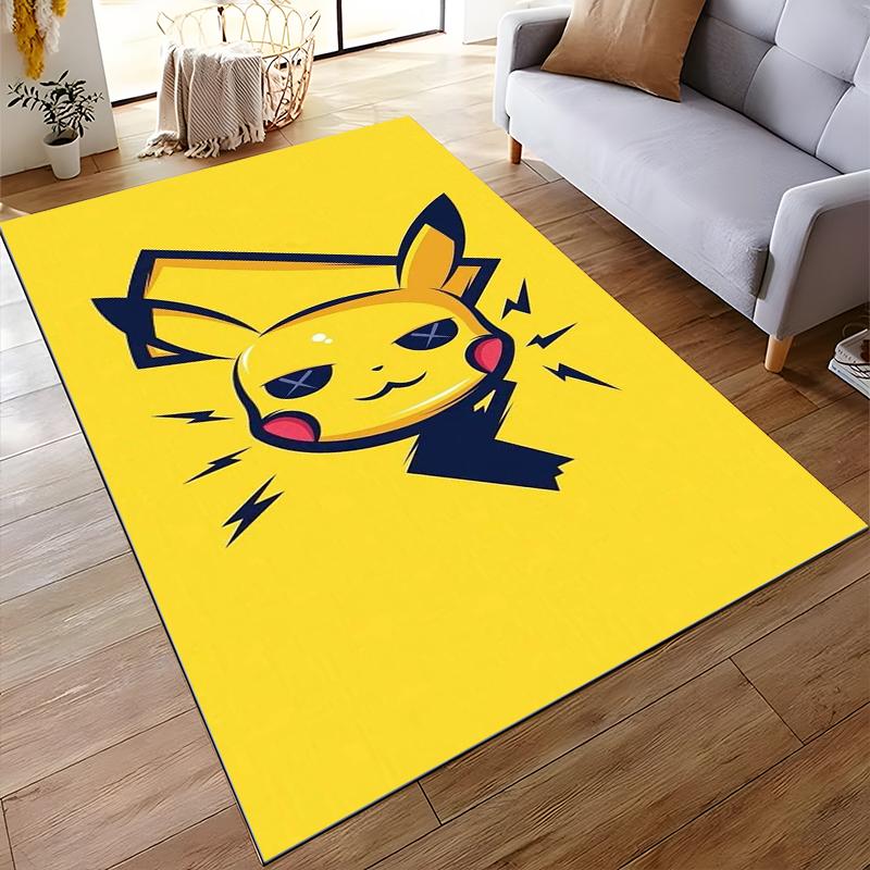 Cute Pikachu-Inspired Yellow Cartoon Rug Non-slip rug suitable for living room and bedroom sofas.
