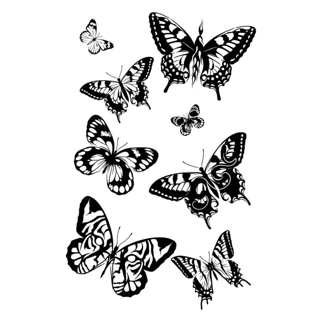 Simple Personality Spice Girl Three-Dimensional Butterfly Flower Wicker Collarbone Arm Tattoo Sticker