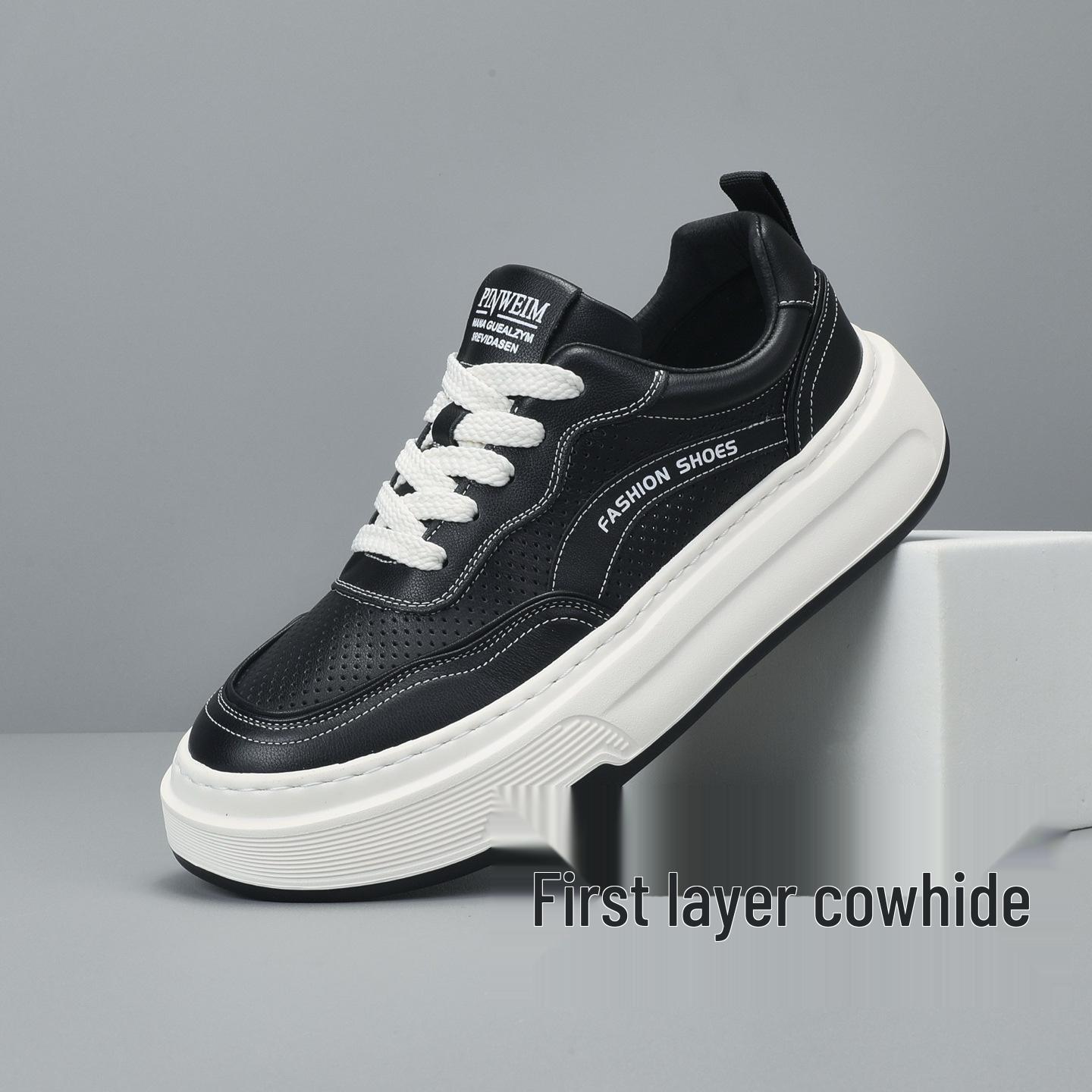 Men s Breathable Cowhide Skate Shoes - Trendy, Casual, and Fashionable with Thick Sole Size 40