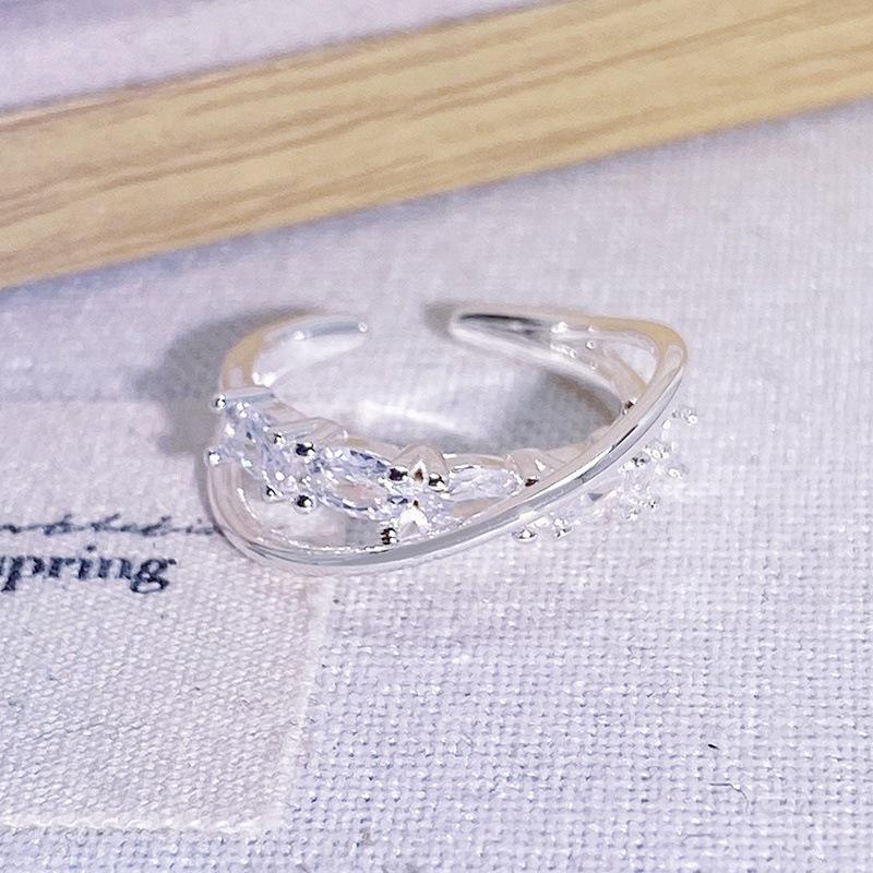 Cross Colored Treasure Personalized Row Diamond Colored Zircon Galaxy Track Ring Sweet Cool Niche Light Luxury High Sense Ring Woman