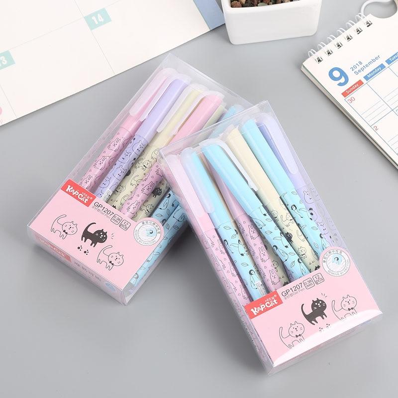 4 Pz/set Cute Cat Penna Cancellabile 0.38mm Lavabile Magica Penna Gel Ricariche di Inchiostro Blu Bambini Scuola di Cancelleria Accessori Per Ufficio