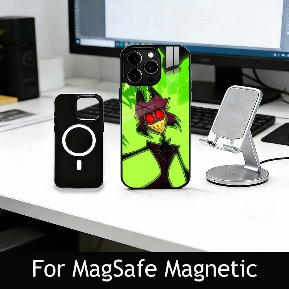 

H-Hazbin A-Alastor Phone Case For iPhone17,16,15,14,13,12,11 Plus,Pro Magnetic with Magsafe Wireless Charging iPhone11