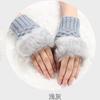 Mittens Fingerless Soft Stretch Gloves Faux Rabbit Hair Gloves Women Girls Winter Warm Gloves Warm Knitted Half-finger Glove