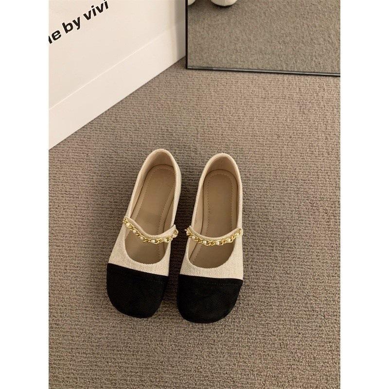 

Туфли на плоской подошве для нежных вечерних выходов, женская обувь, весна и осень 2025, новые весенние ретро маленькие ароматные туфли Мэри Джейн 40 абрикосовый