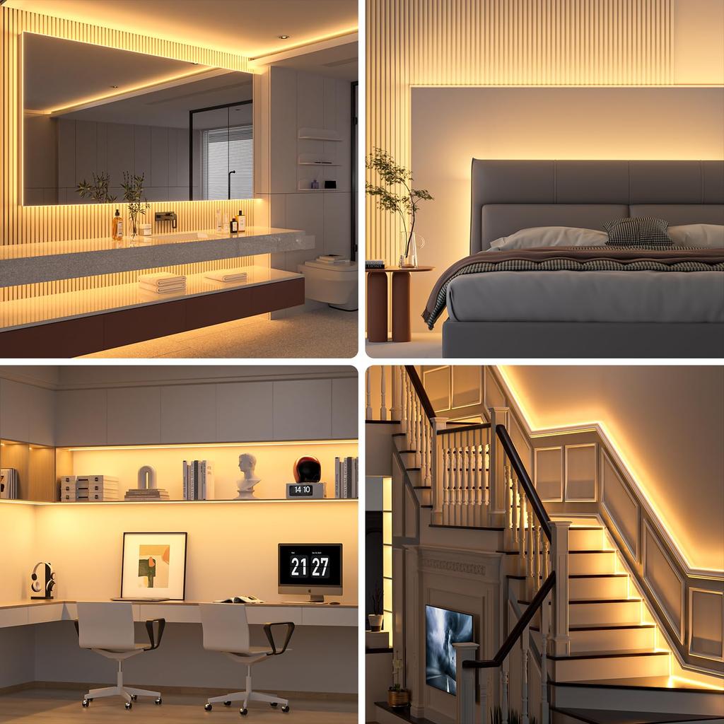 Wobane COB LED Strip Warm High Indirect Remote Memory 320 8mm High Color Rendering Index DIY Lighting for Indoor for and Under PSE Power Adapter