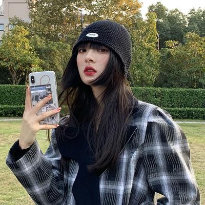 Hat Women's Autumn and Winter Korean Version Ins Versatile Patch Letter Wool Hat Winter Hip Hop Warm Ear Protection Knit Hat Men