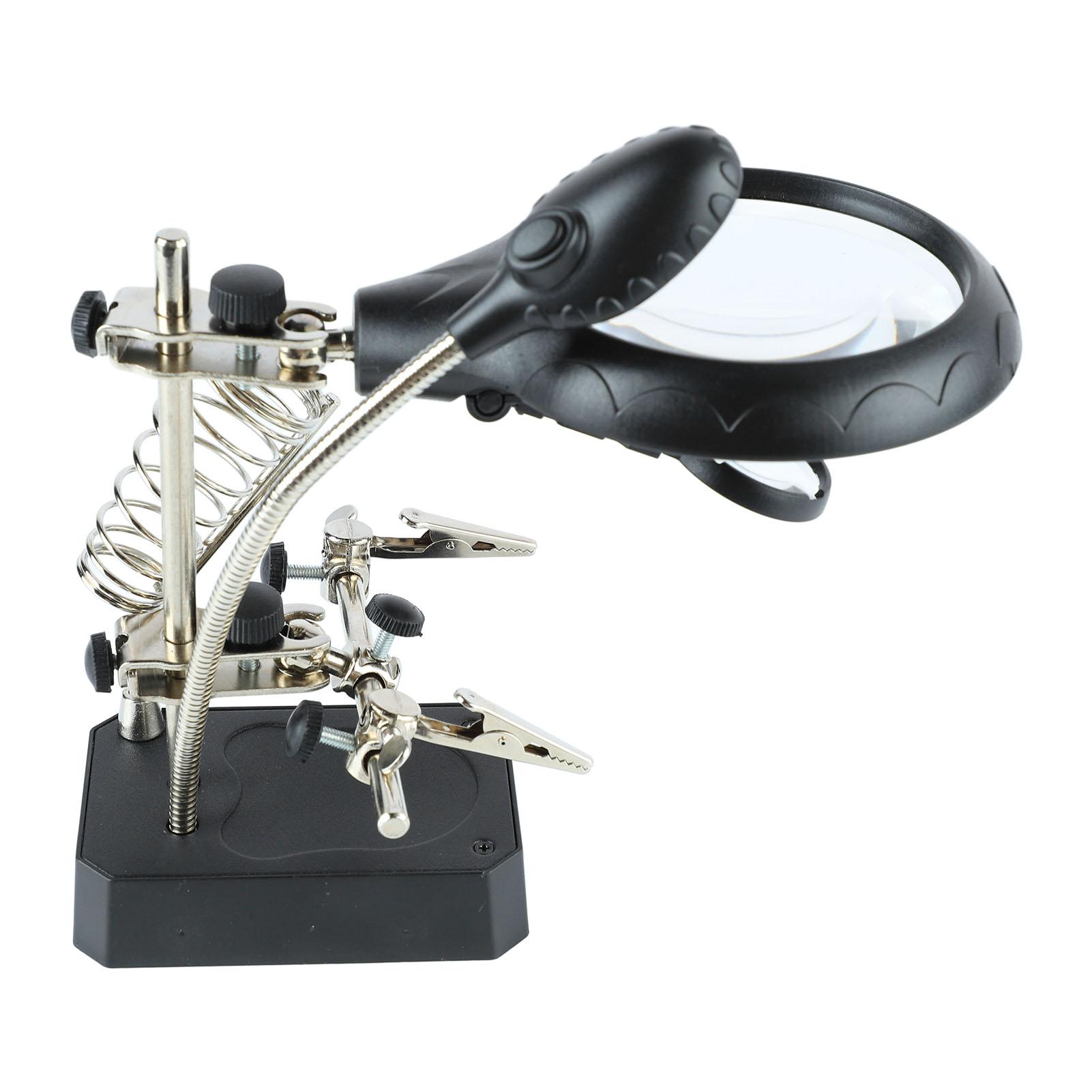 

Увеличительное стекло, светодиодная настольная лампа с увеличительным стеклом и вспомогательными зажимами для осмотра и ремонта