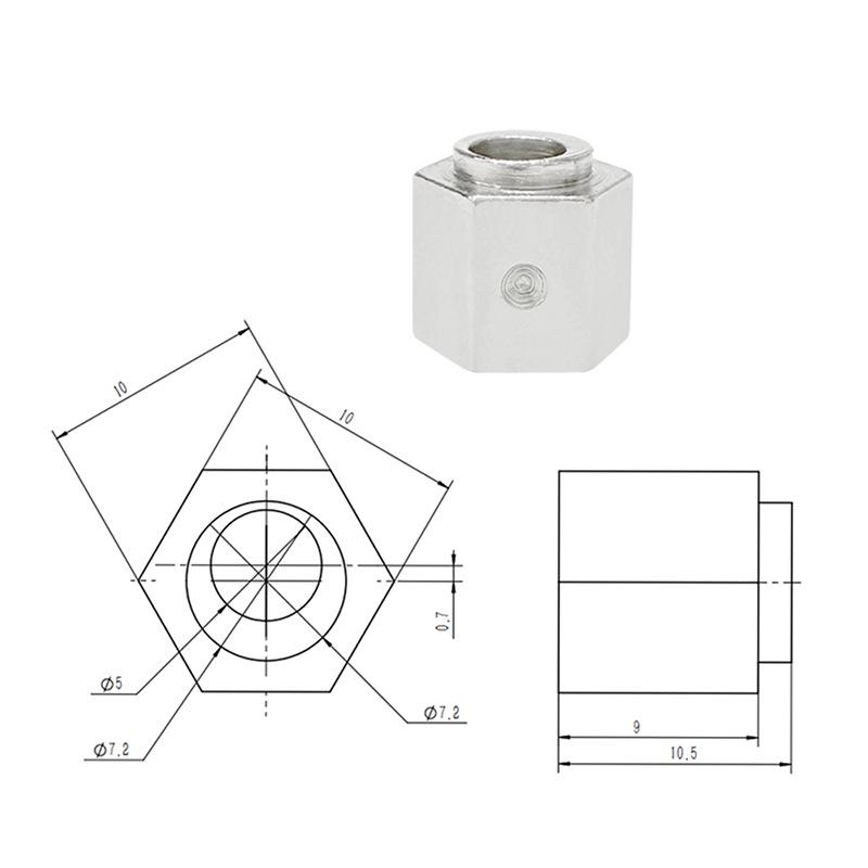 Eccentric Hex Nut Engraver Isolator for 3D Printer, Carbon Steel, Nickel-Plated, Inner Diameter 5".
