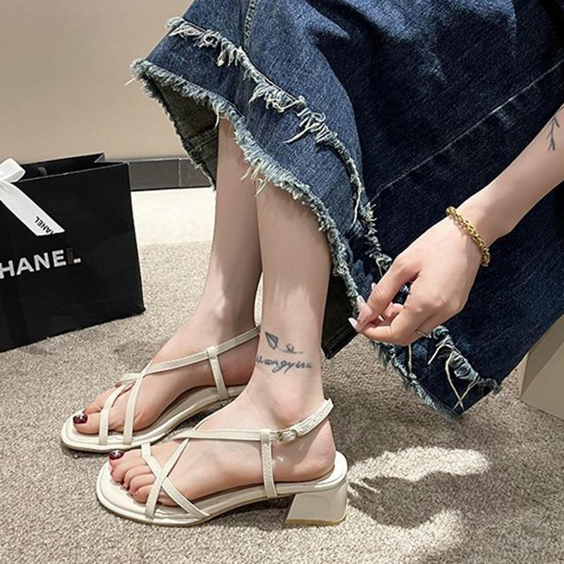 Fashion Sandals Women Summer Fashion Women's Sandals 2025 Roman Thick Middle Heel Sandales Comfort Shoes for Women Flip Flops Sandalias