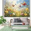1. Vivid butterfly and wildflower grassland background  rich natural scenery of blue sky and white clouds