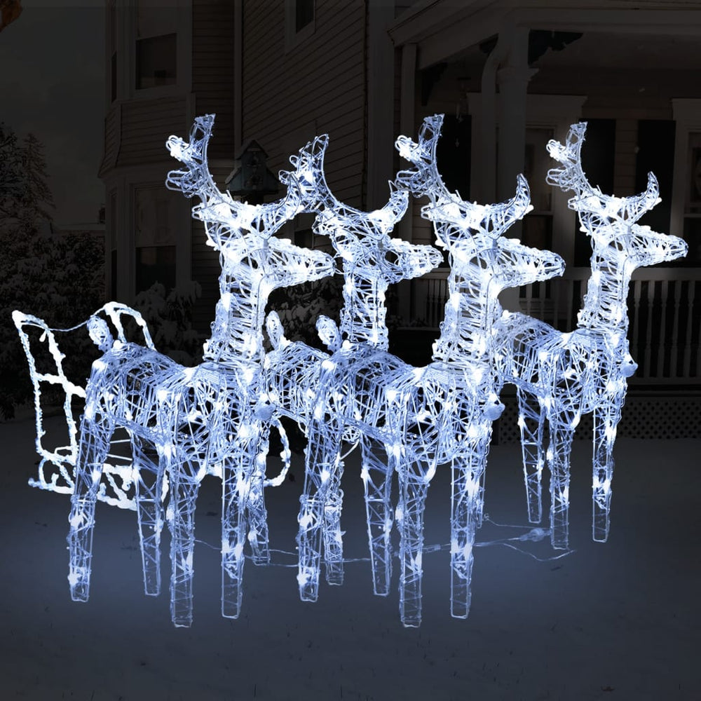 Christmas Decoration with Reindeer and Sleigh 240 LED Acrylic